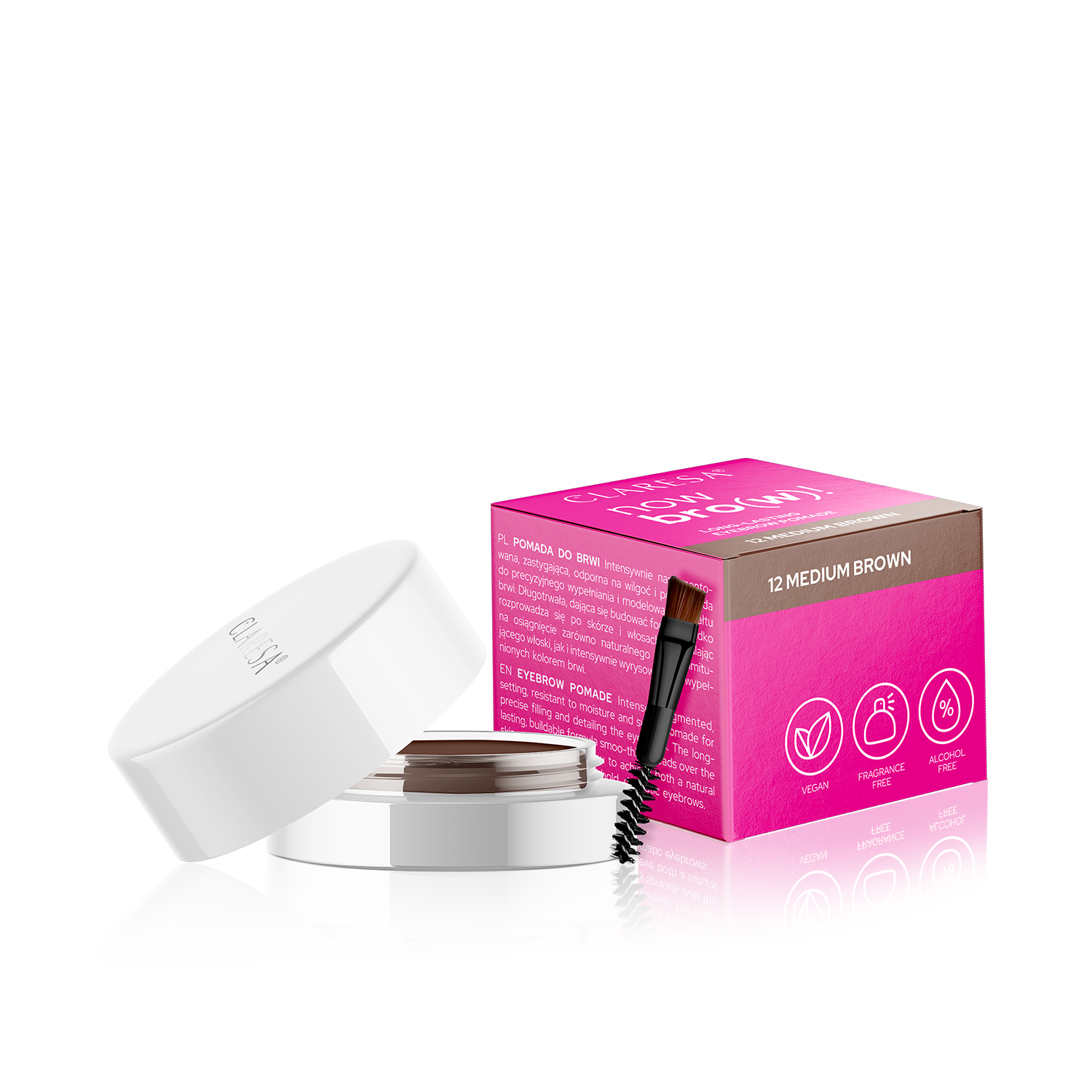 CLARESA LONG LASTING EYEBROW POMADE NOW BRO(W)! 12 MEDIUM BROWN