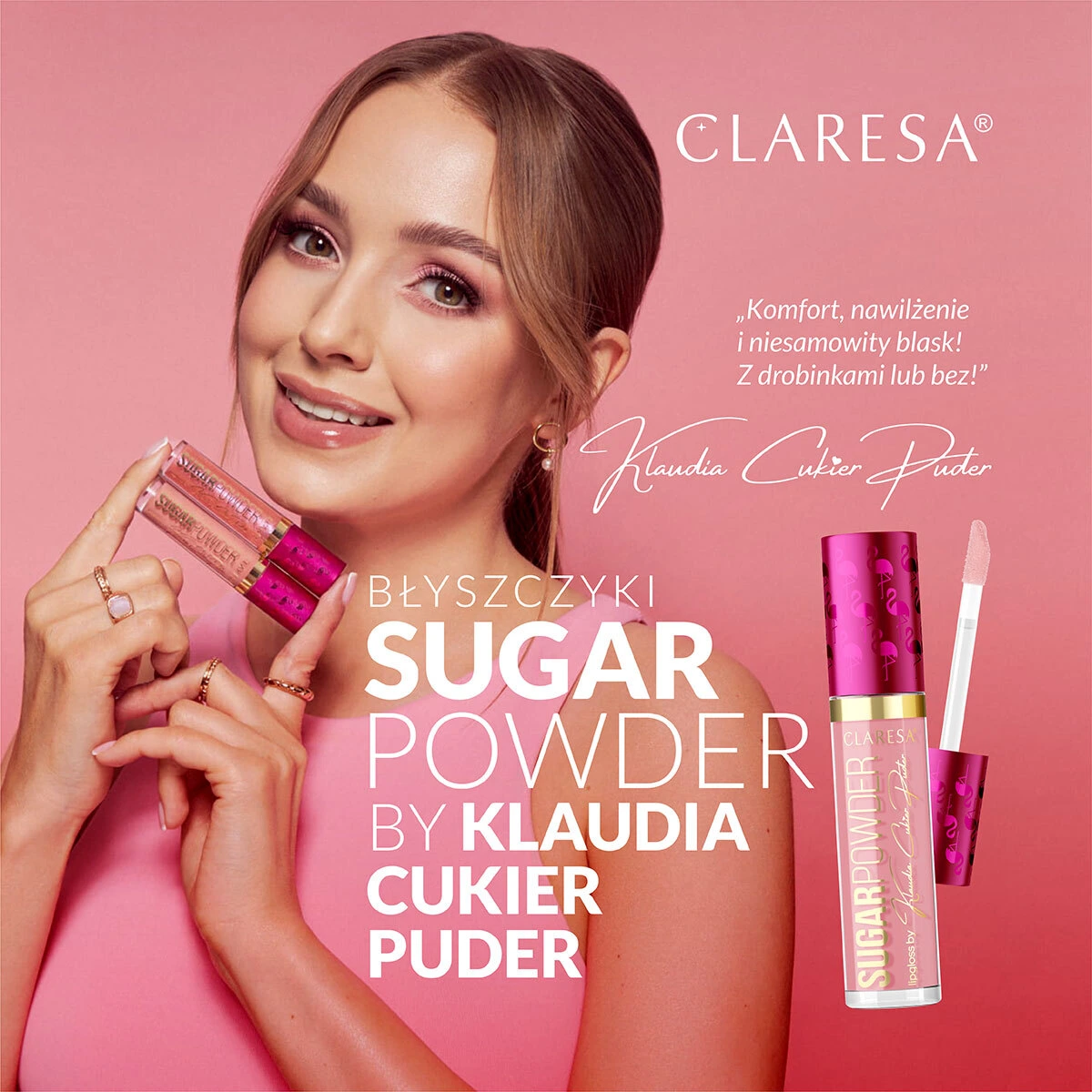 CLARESA SUGARPOWDER LIP GLOSS BY KLAUDIA CUKIER POWDER 01 FLAMINGO