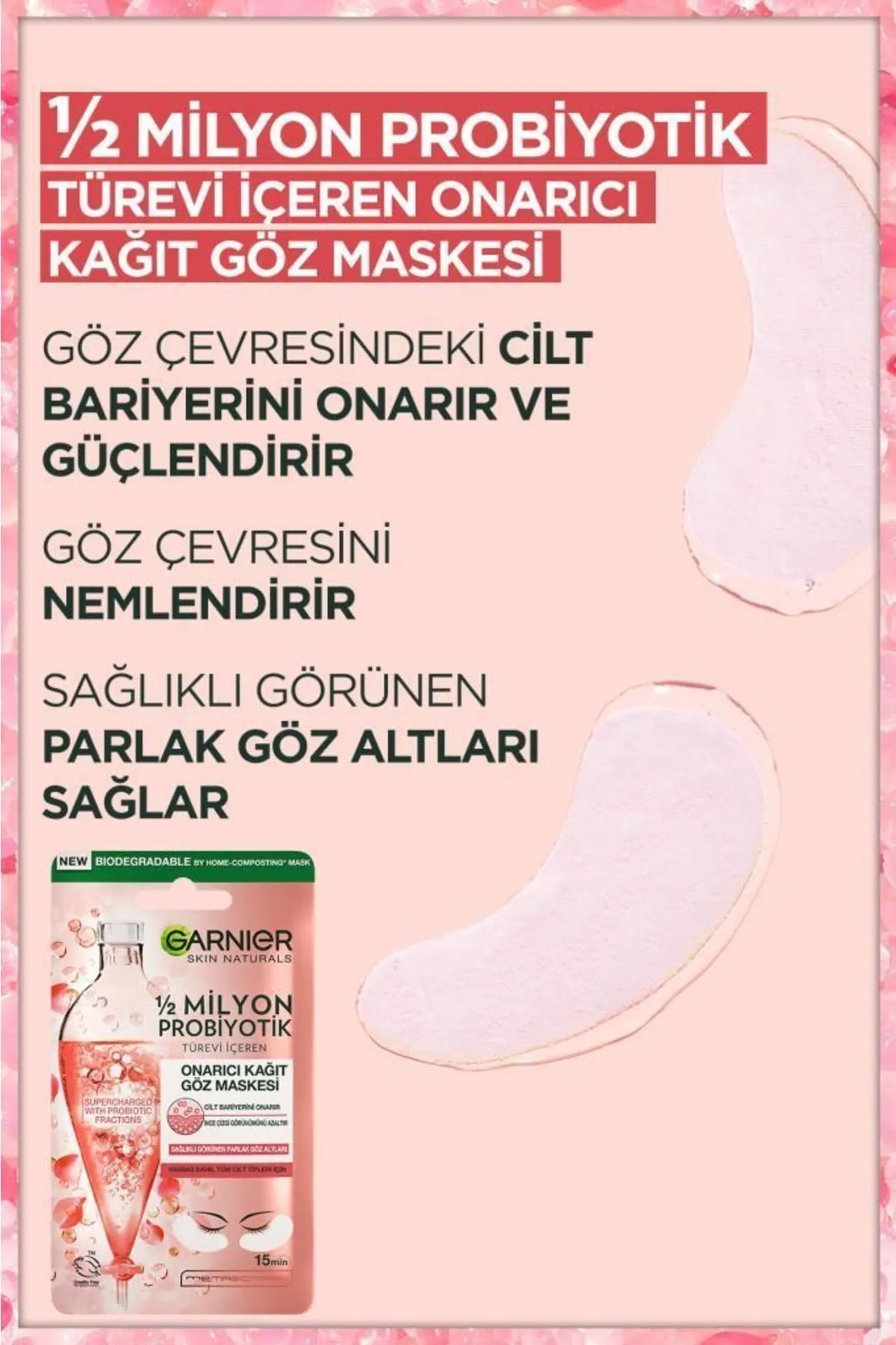 Garnier Repair Paper Eye Mask Containing 1/2 Million Probiotic Derivatives