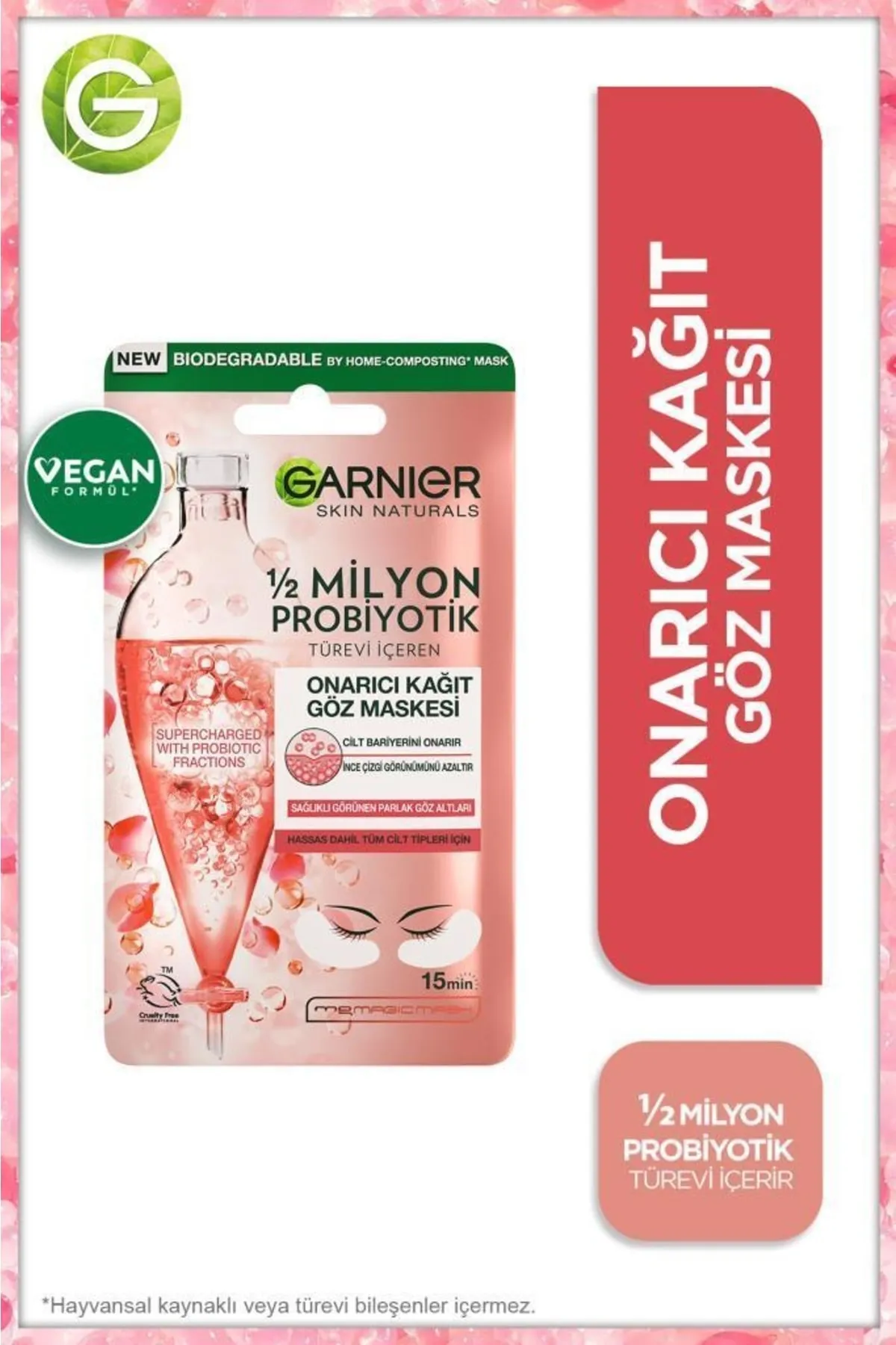 Garnier Repair Paper Eye Mask Containing 1/2 Million Probiotic Derivatives