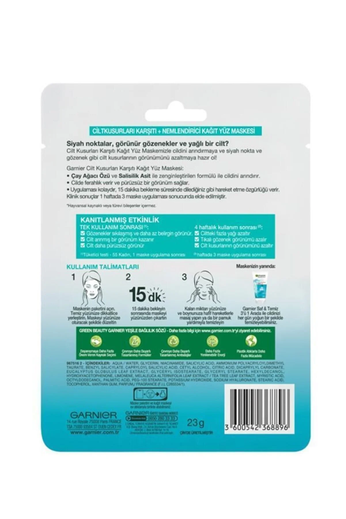 GARNIER PURE CLEAN FACE MASK