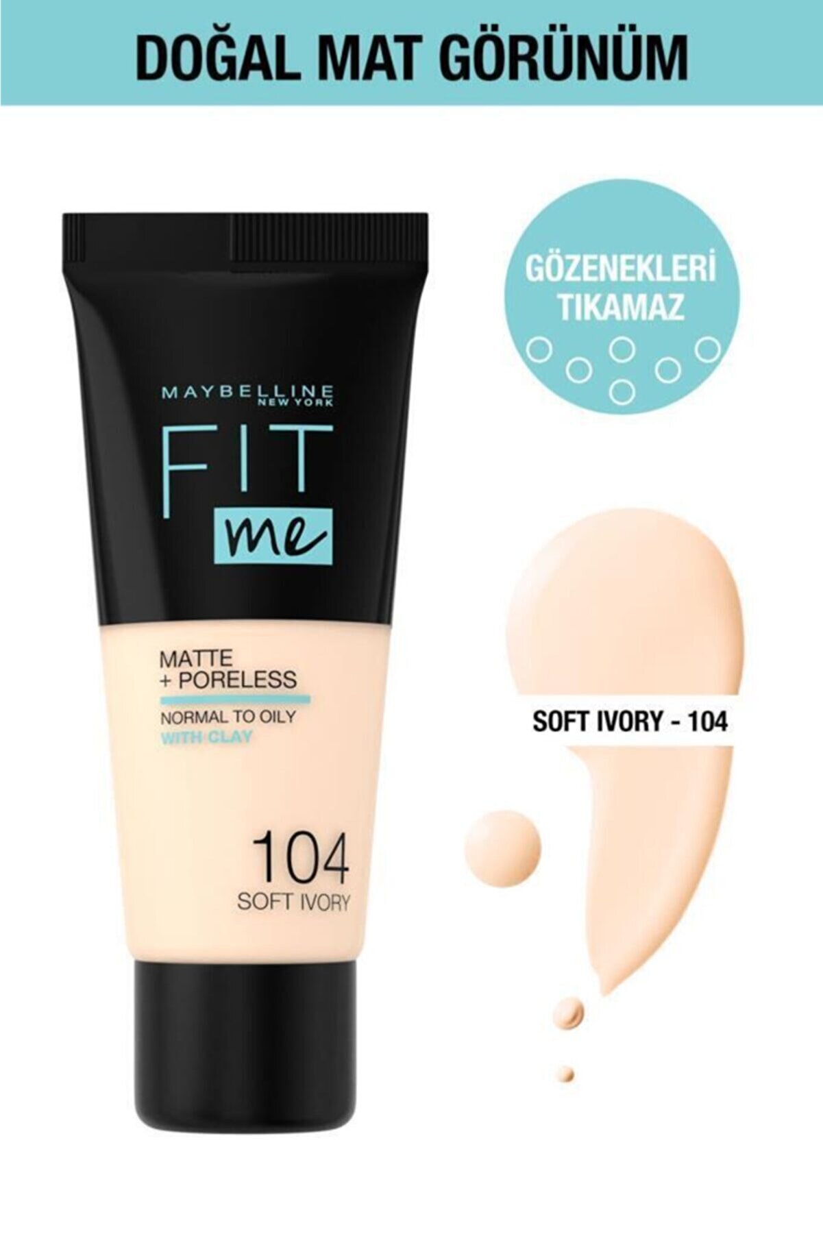 Fit Me Matte+poreless Foundation - 104 Soft Ivory