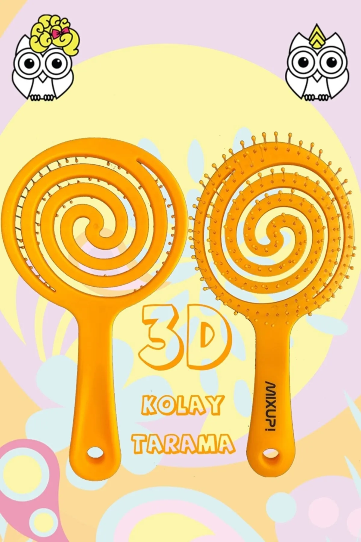 Mixup 3D Soft Touch Hairbrush-Orange (MXKB-0571)
