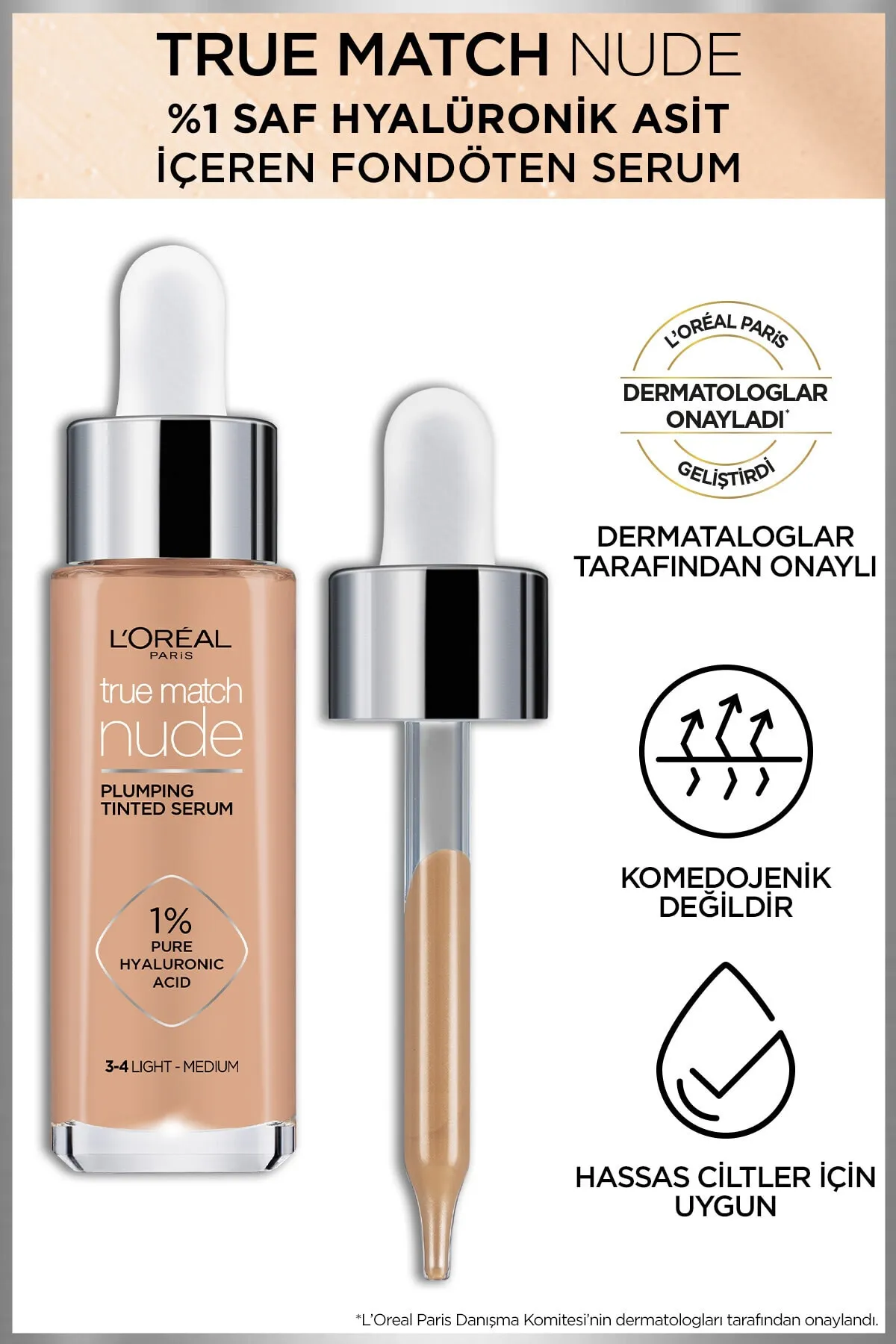 L'Oreal Paris True Match Nude Serum Foundation, 3-4 - Light Medium