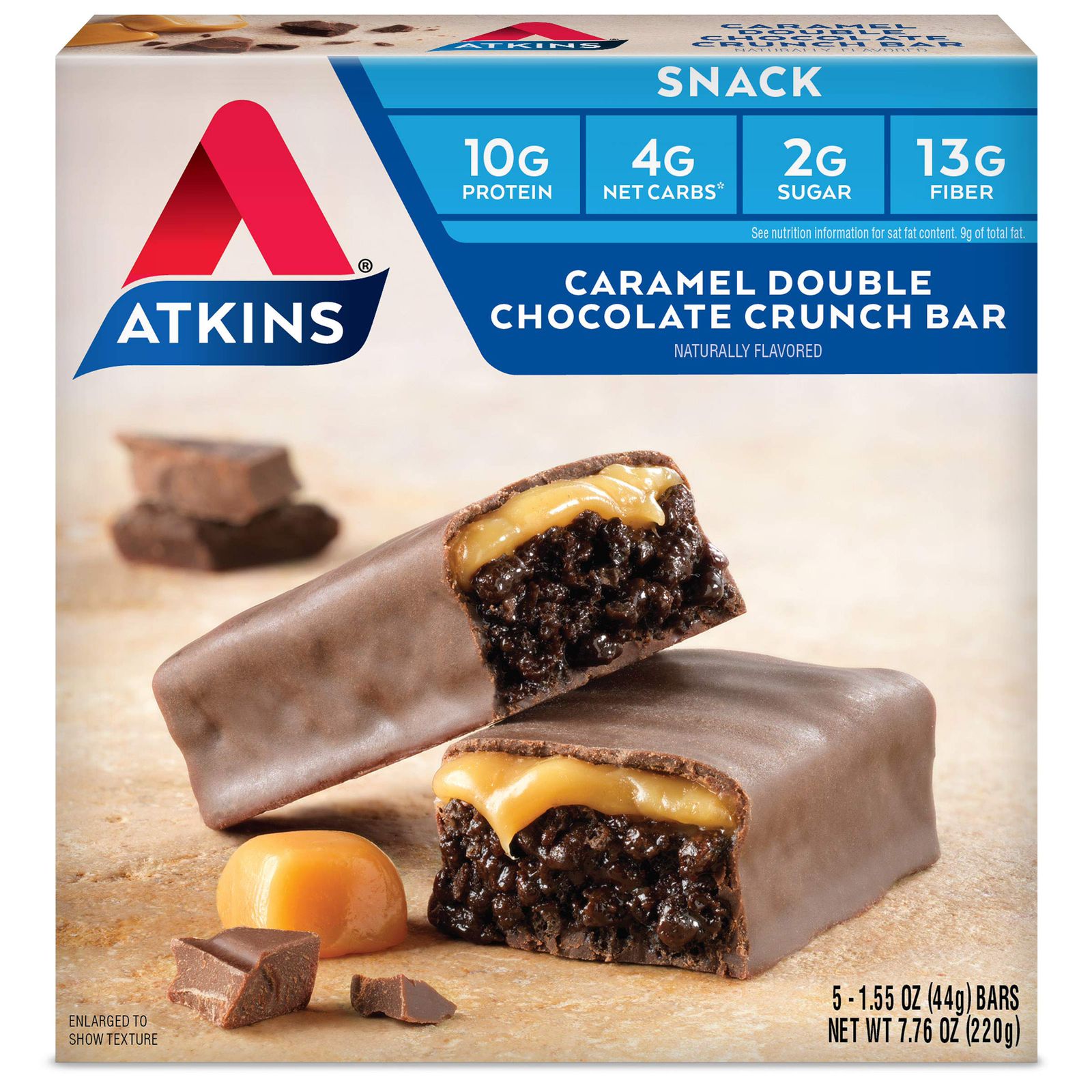 Atkins caramel double chocolate crunch bar naturally flavored