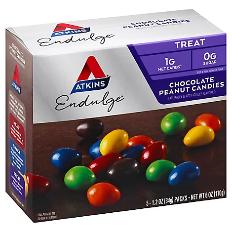Atkins chocolate peanut candies naturally and artificially flavored