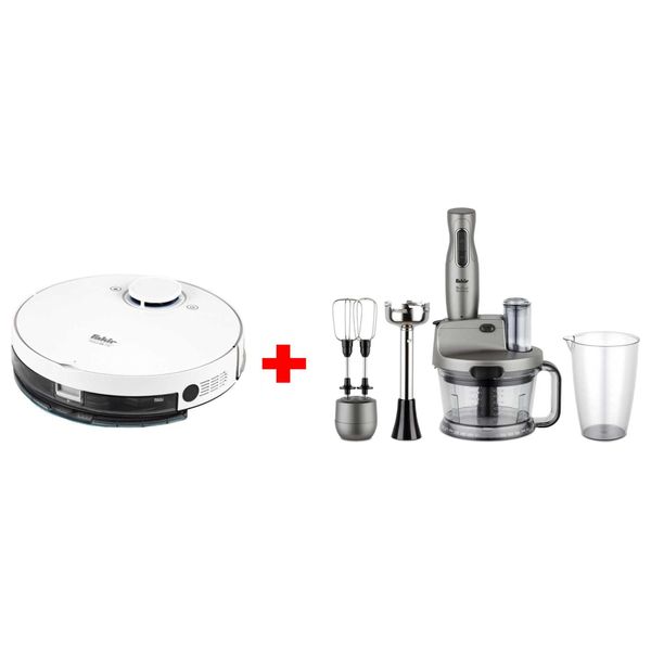 Fakir Robert RS-770 Smart Robot Vacuum Cleaner+Fakir MR CHEF QUADRO - Food Processor Gift