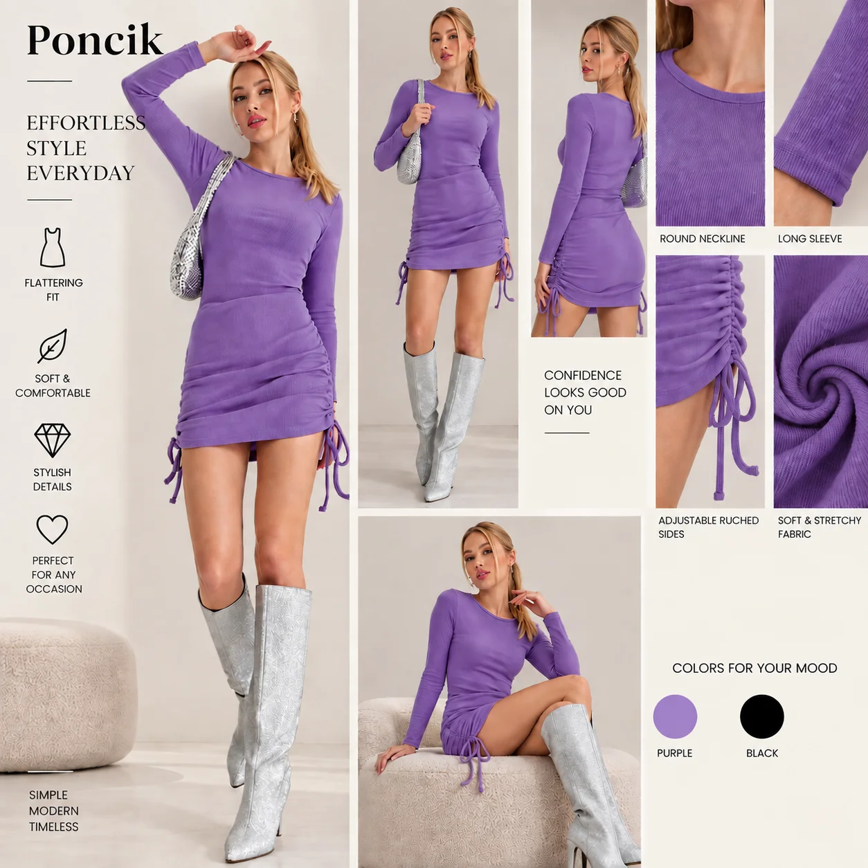 پۆنچیک کراسی ژنانەی کورت + قۆڵی درێژ بە دیزاینی چیندار + قوماشی هێڵدار +مۆر