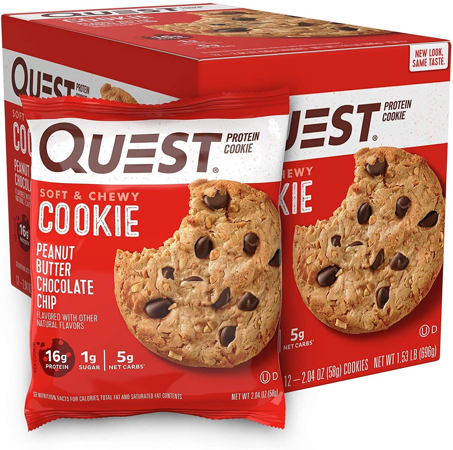 Quest protein cookie peanut butter chocolate chip flavored with other natural flavors