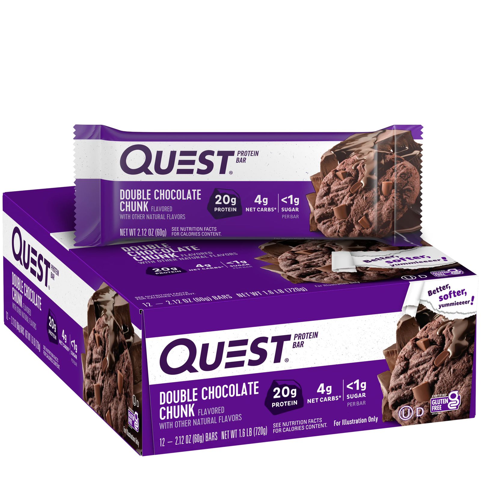 Quest protein bar double chocolate chunk flavored with other natural flavors