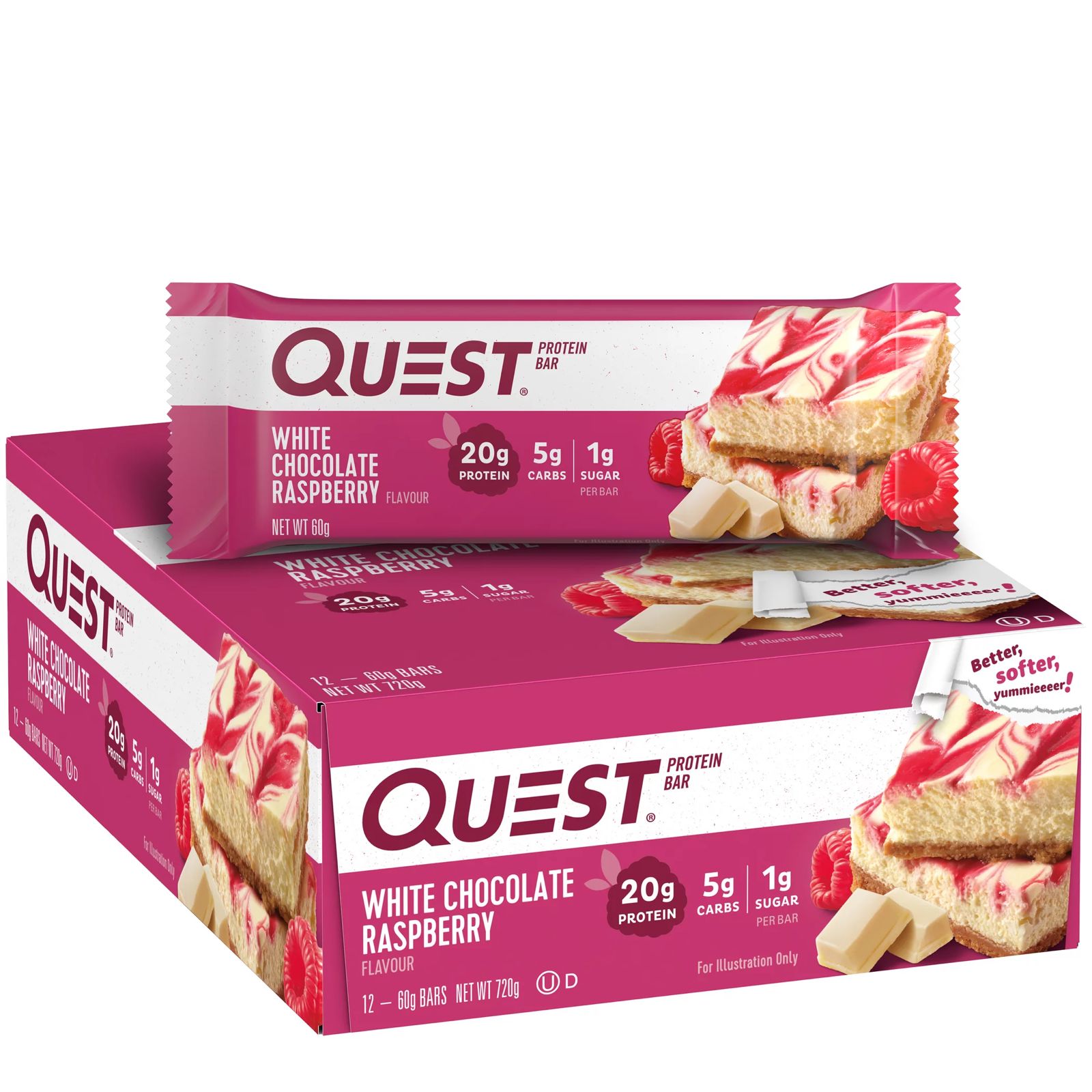 Quest protein bar white chocolate raspberry flavored with other natural flavors