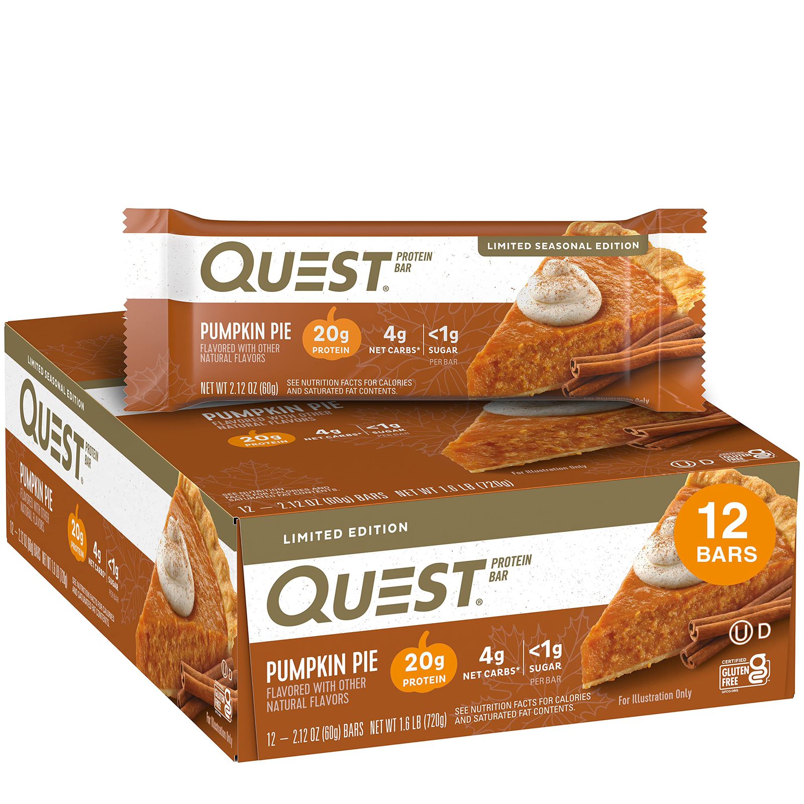 Quest protein bar pumpkin pie flavored with other natural flavors