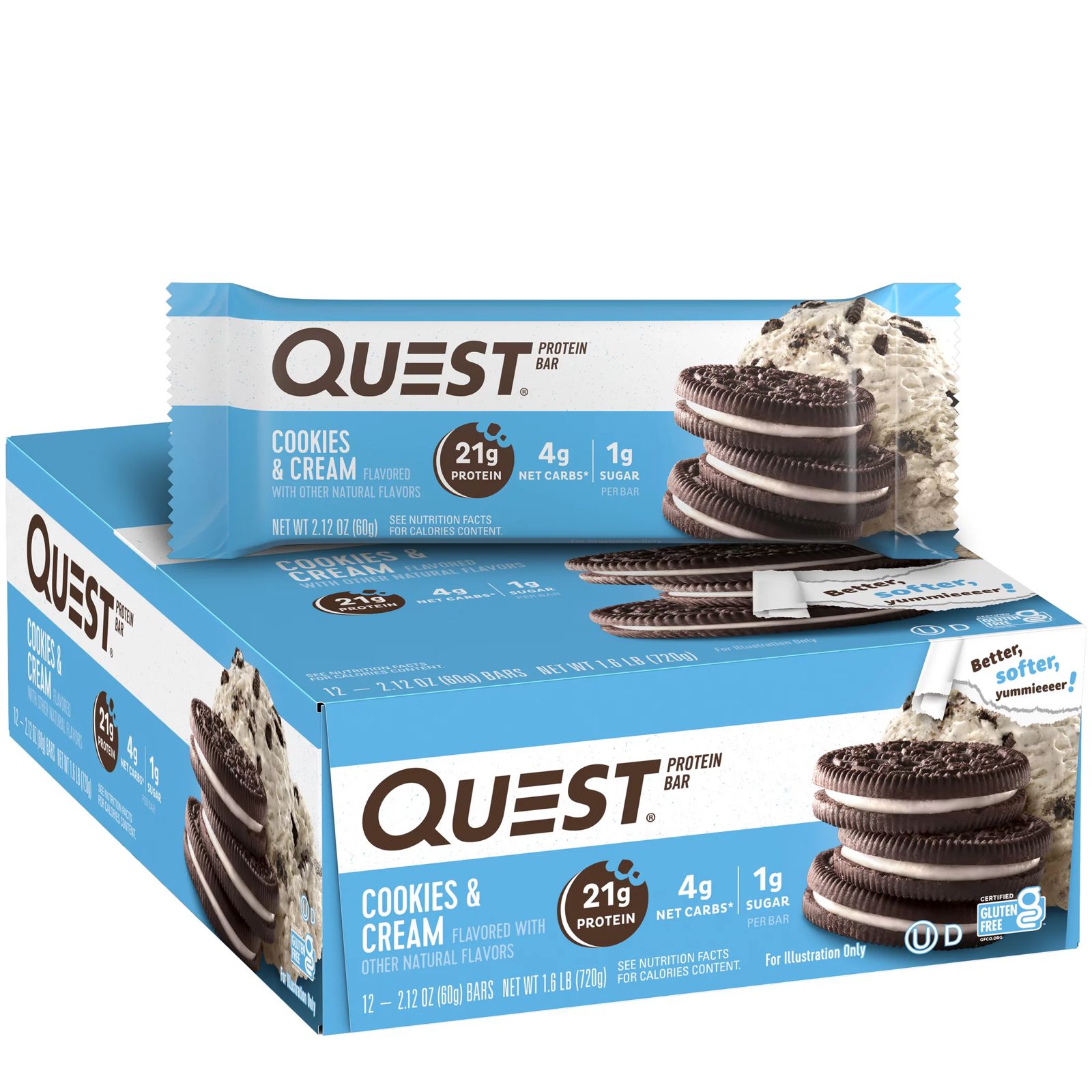 Quest protein bar cookies and cream flavored with other natural flavors