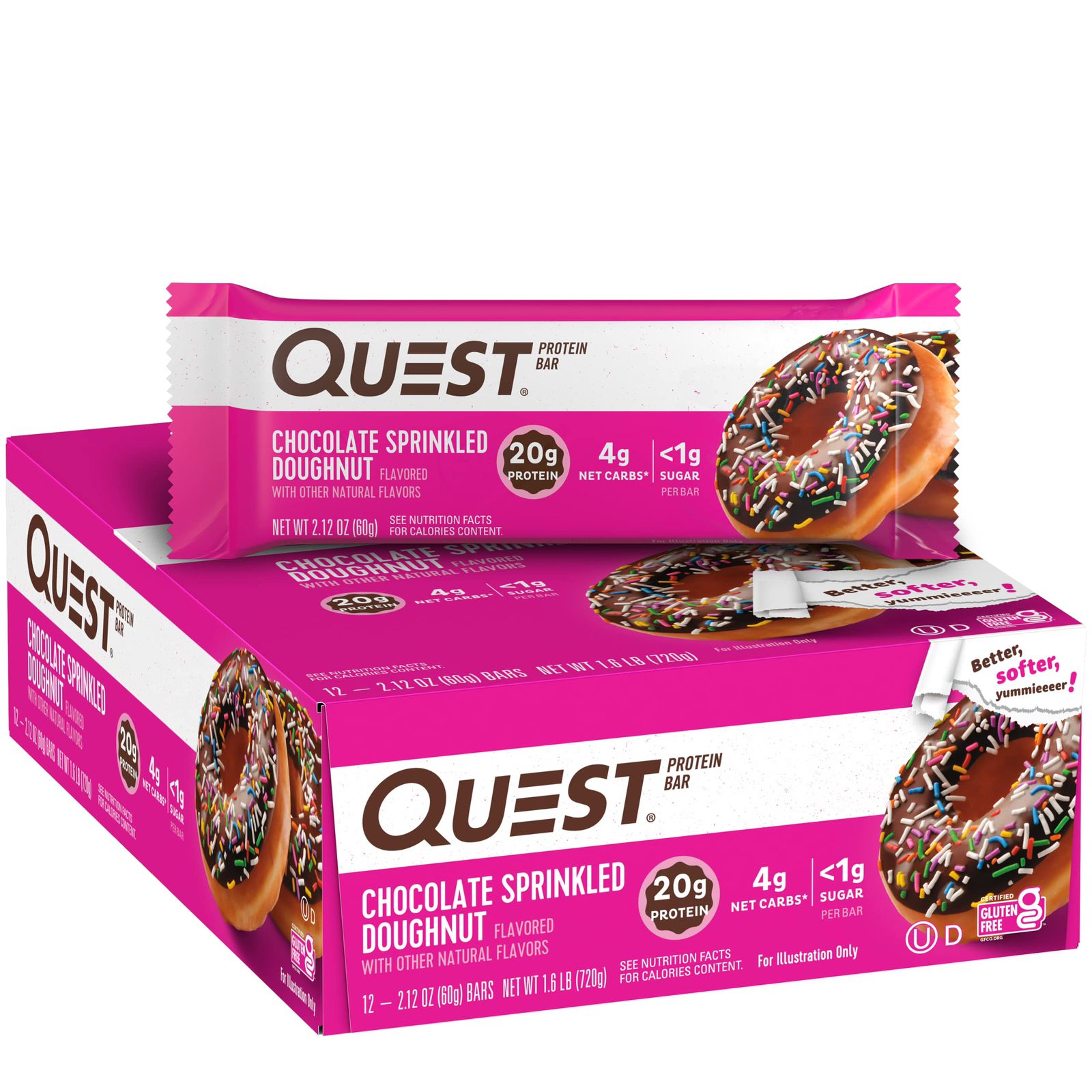 Quest protein bar chocolate sprinkled doughnut flavored with other natural flavors