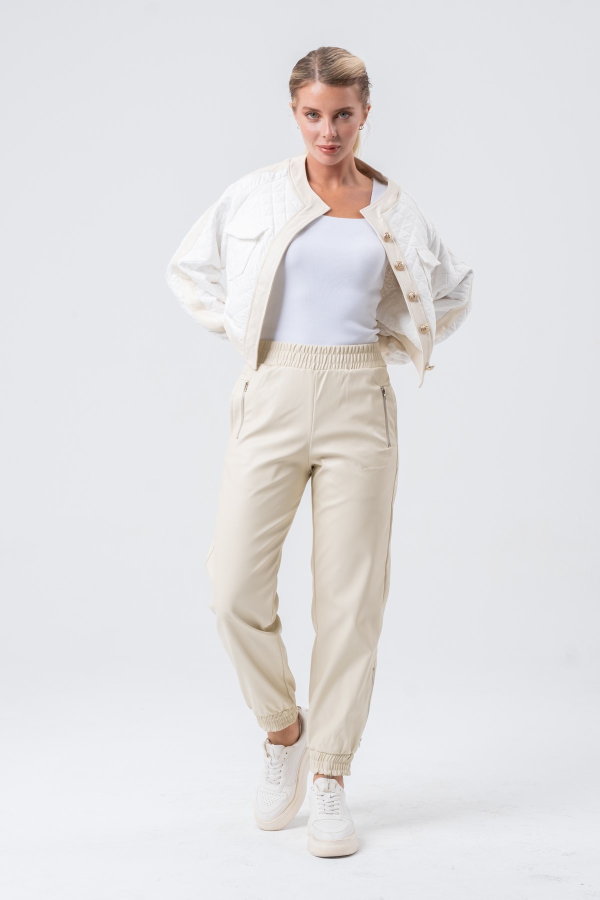 Women's Skinny Legs Leather Trousers