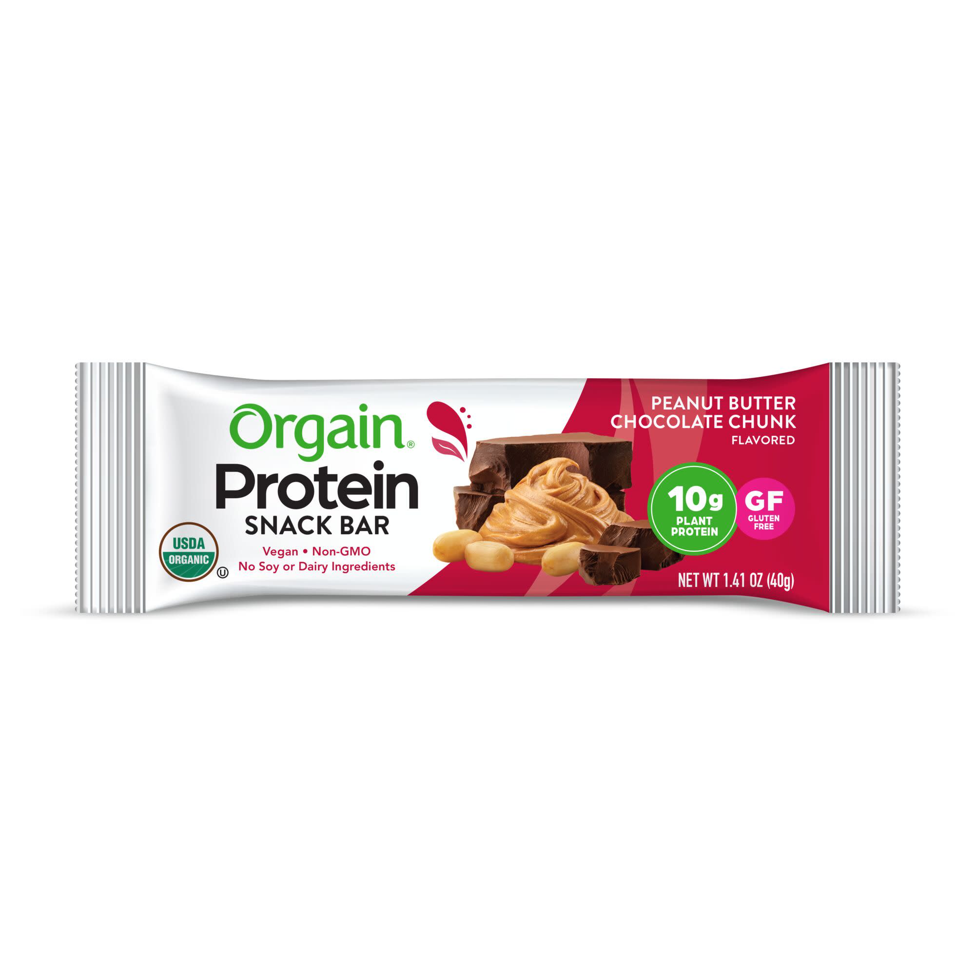 Orgain protein snack bar peanut butter chocolate chunk flavored