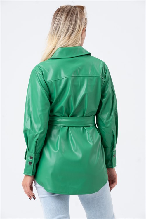 Women's Long Leather Shirt With a Belt