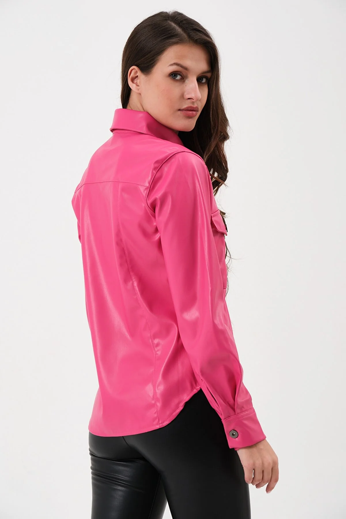 Women's Two Pocket Leather Shirt