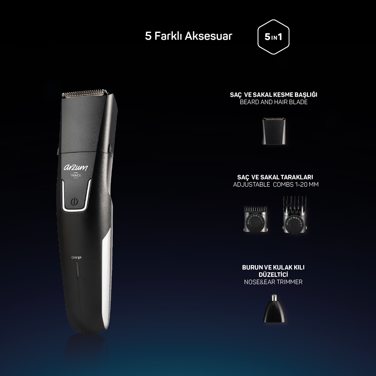 Arzum Trace 5 In 1 Mens Groomer Set