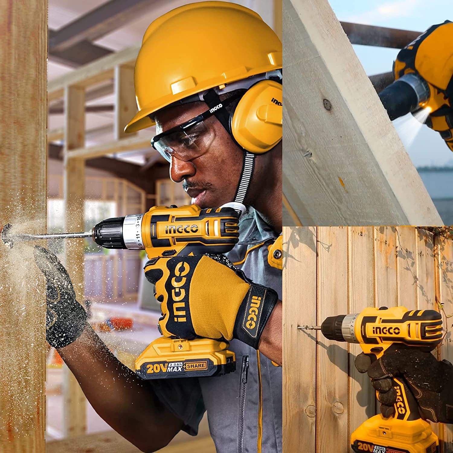 Ingco lithium-ion cordless drill set