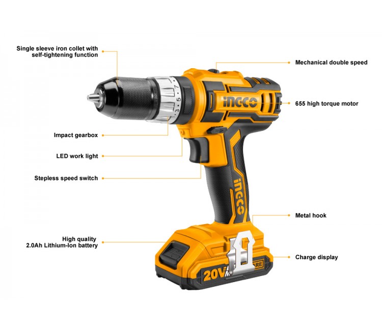Ingco lithium-ion impact drill