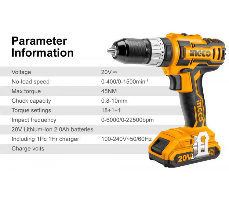 Ingco lithium-ion impact drill