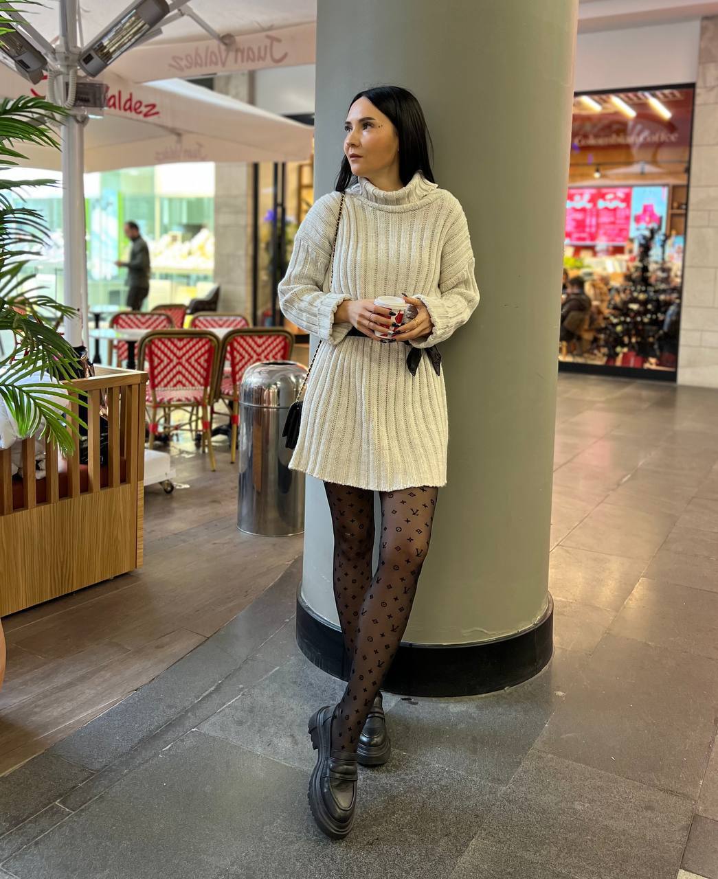 Womens Knitted Dress Turtleneck Sweater Dress