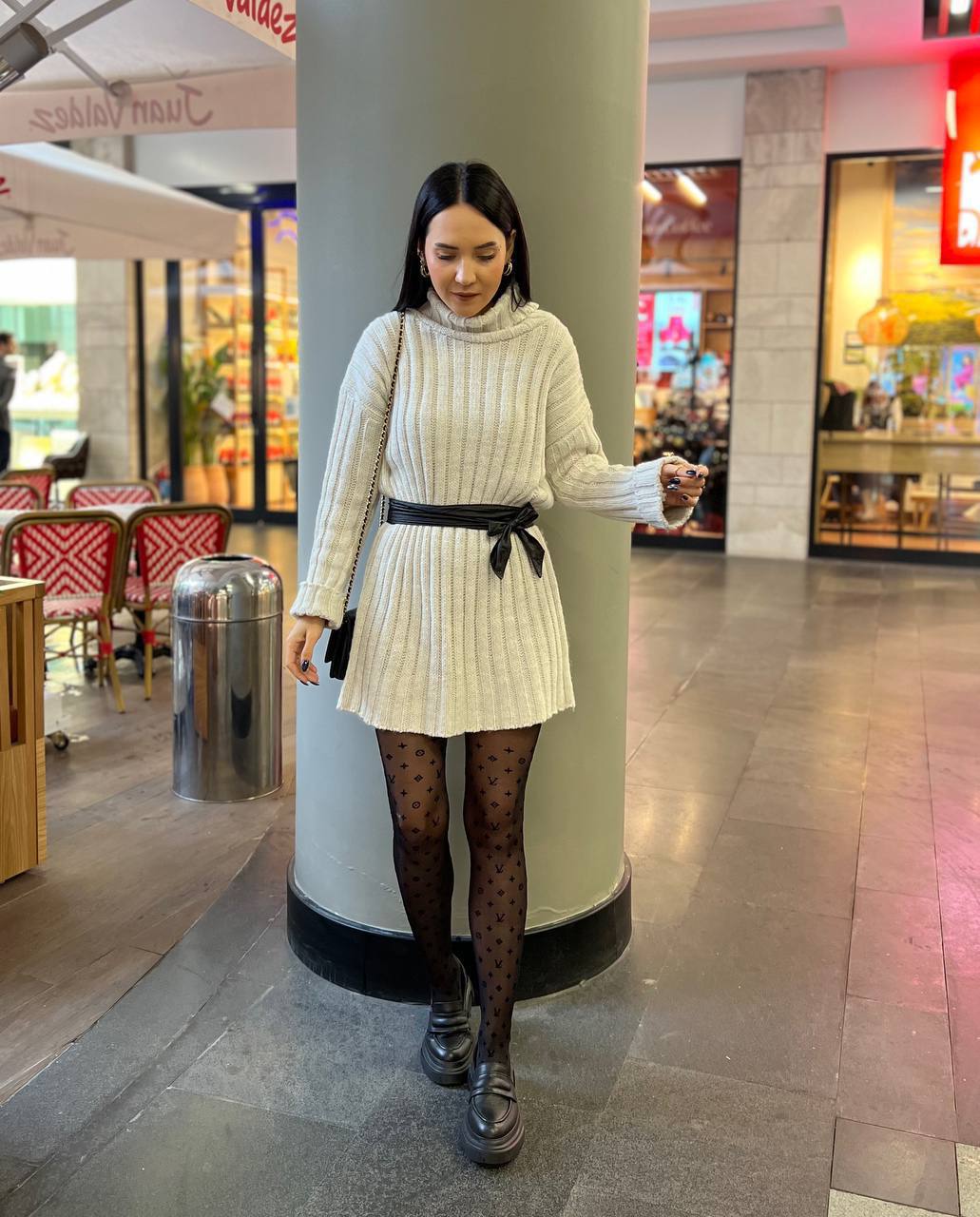Womens Knitted Dress Turtleneck Sweater Dress