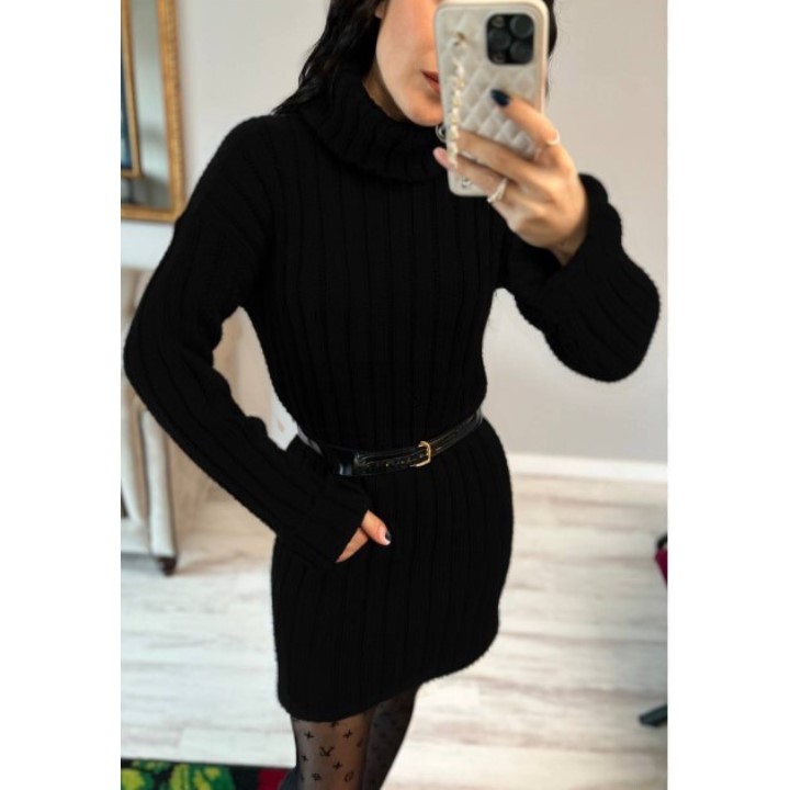 Womens Knitted Dress Turtleneck Sweater Dress