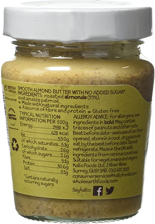 Whole earth almond butter smooth