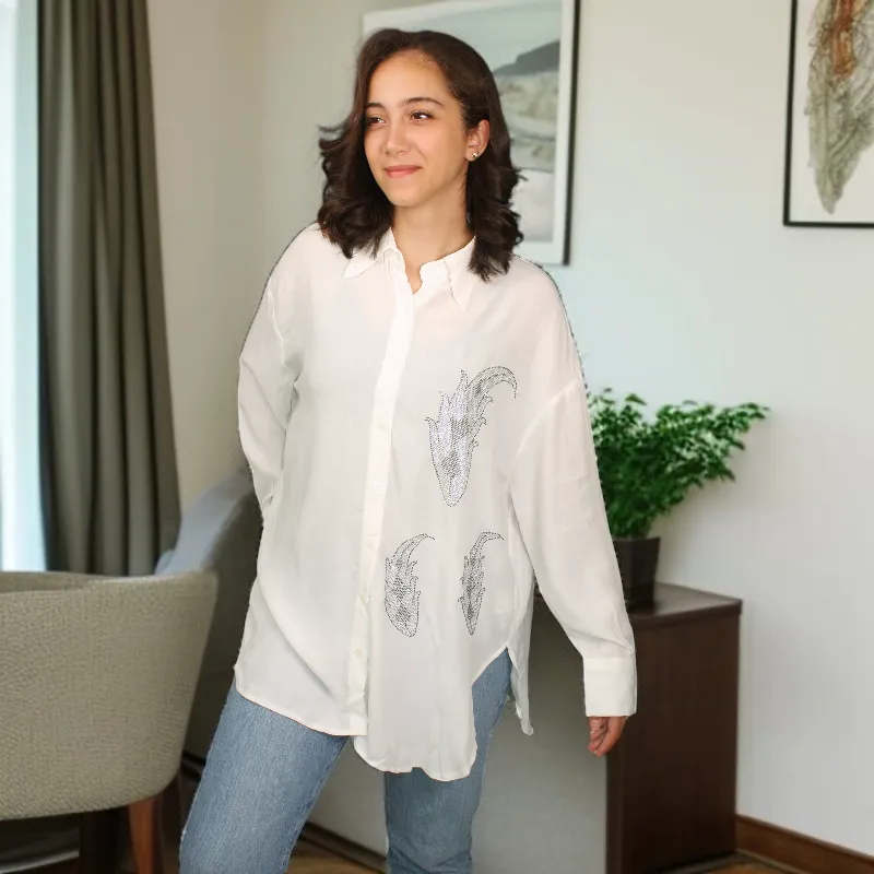 Women's Shirt with Crystals Embellishment