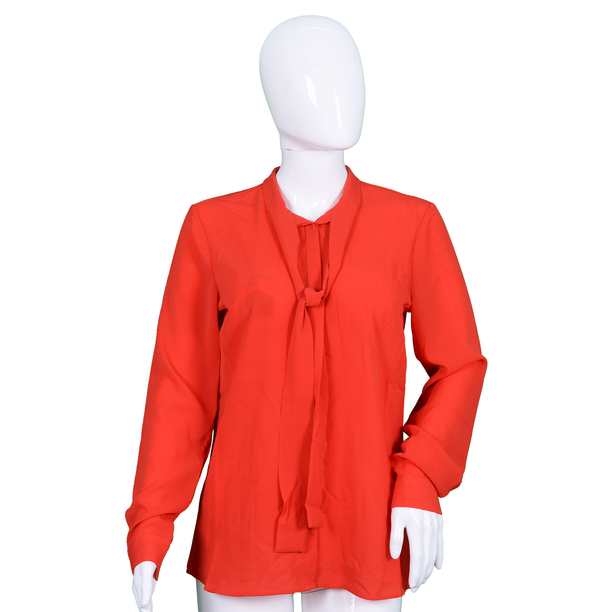Women Bow Tie Neck Long Sleeve Shirt