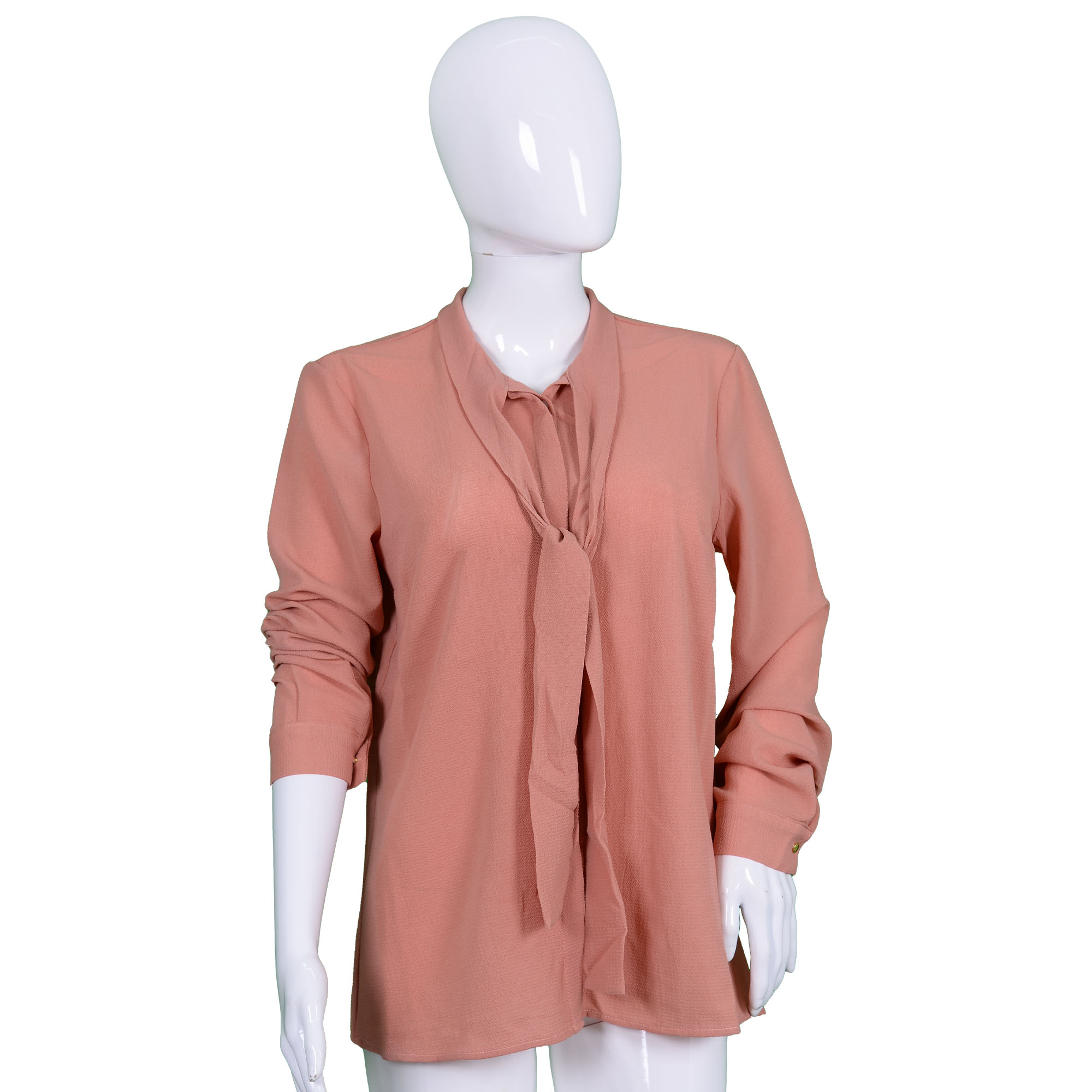 Women Bow Tie Neck Long Sleeve Shirt