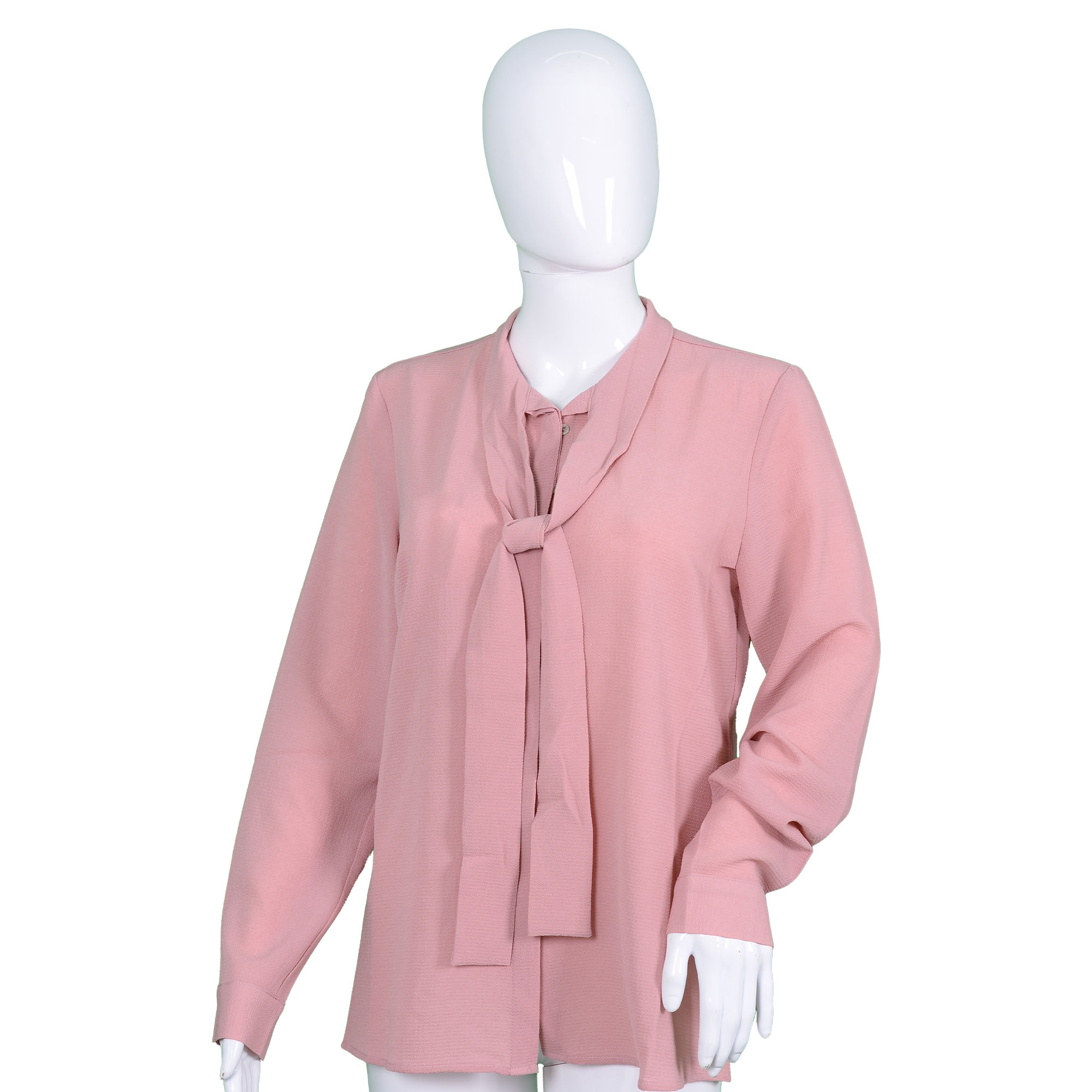 Women Bow Tie Neck Long Sleeve Shirt