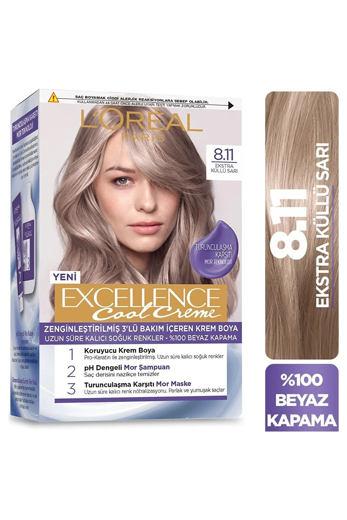 L'Oreal Paris Excellence Hair Color Cream, 8.11 - Ashy Yellow