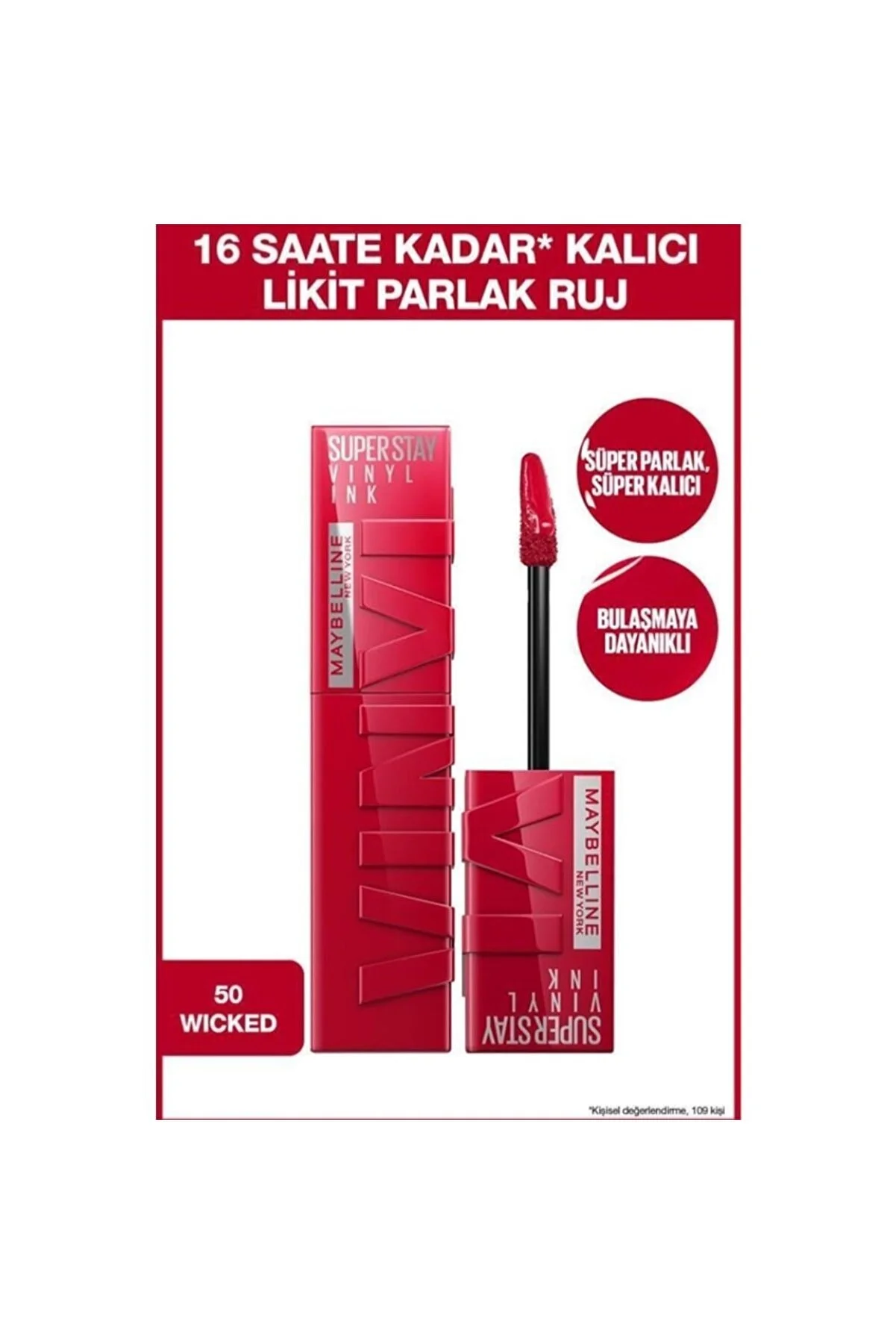 Maybelline Vinyl Ink Glossy lip stick 50 Wicked