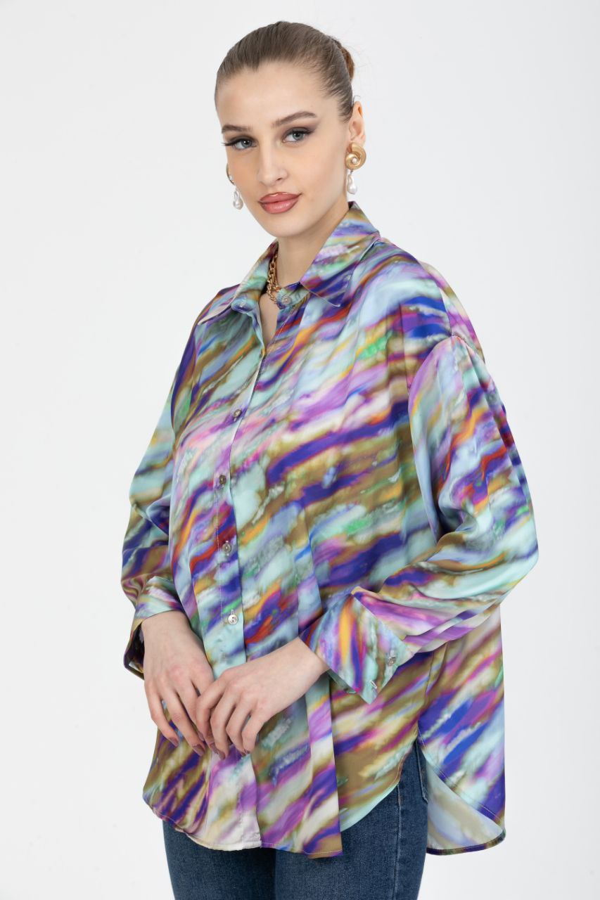 Women's Colourful Satin Shirt