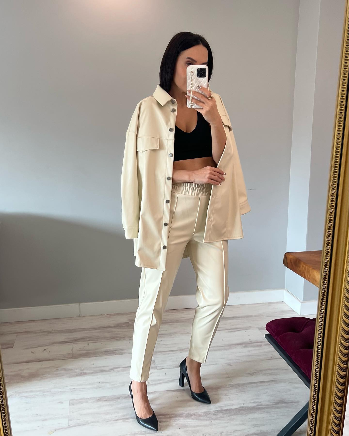 Women's Skinny Legs Leather Trousers