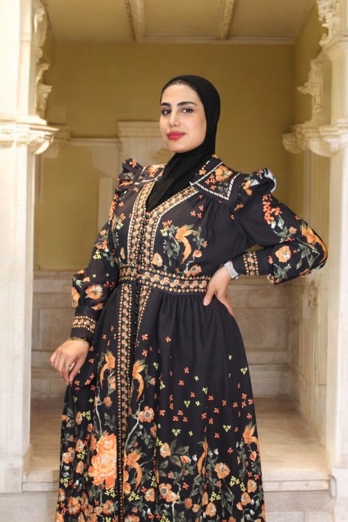Women's Dress Black Gold & Lilac Gold