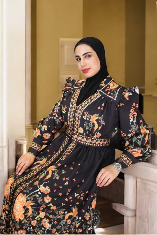Women's Dress Black Gold & Lilac Gold