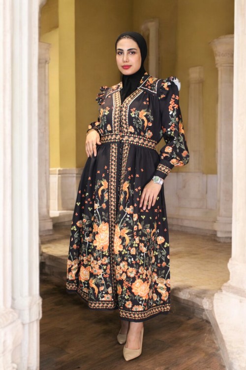 Women's Dress Black Gold & Lilac Gold
