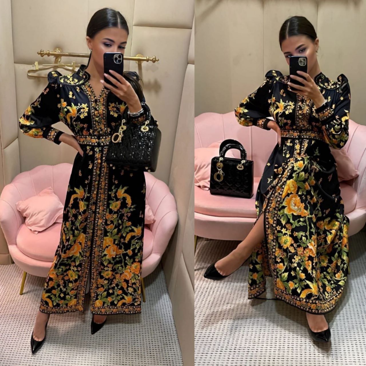 Women's Dress Black Gold & Lilac Gold