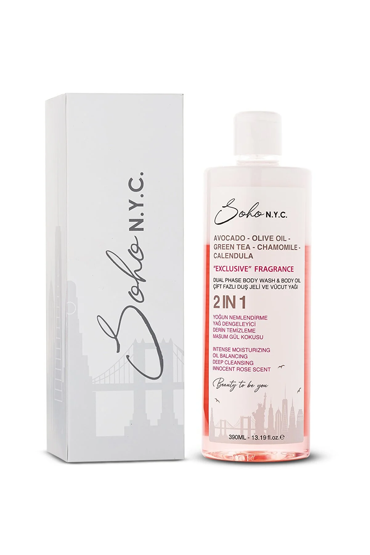 Soho N.Y.C. Vegan Double Phase Shower Gel And Body Oil With Intense Moisturizer