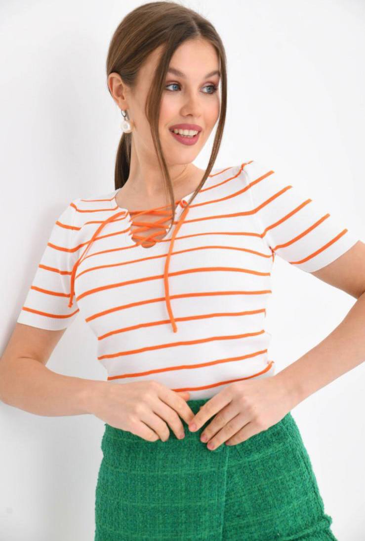 Women Fashion V Neck T Shirt Short Sleeve