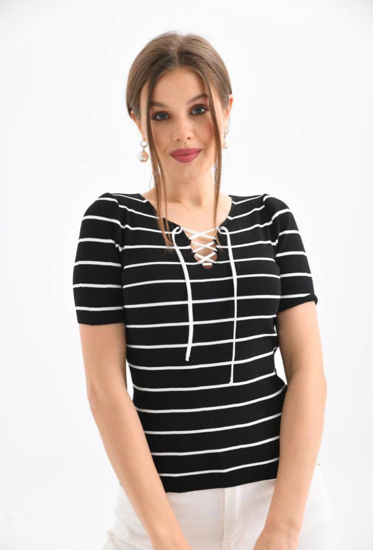 Women Fashion V Neck T Shirt Short Sleeve