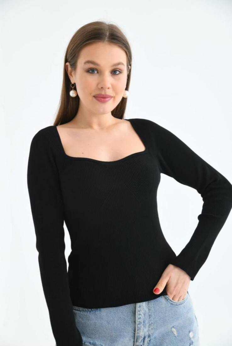 Women's Long Sleeve Sweater Square Neck