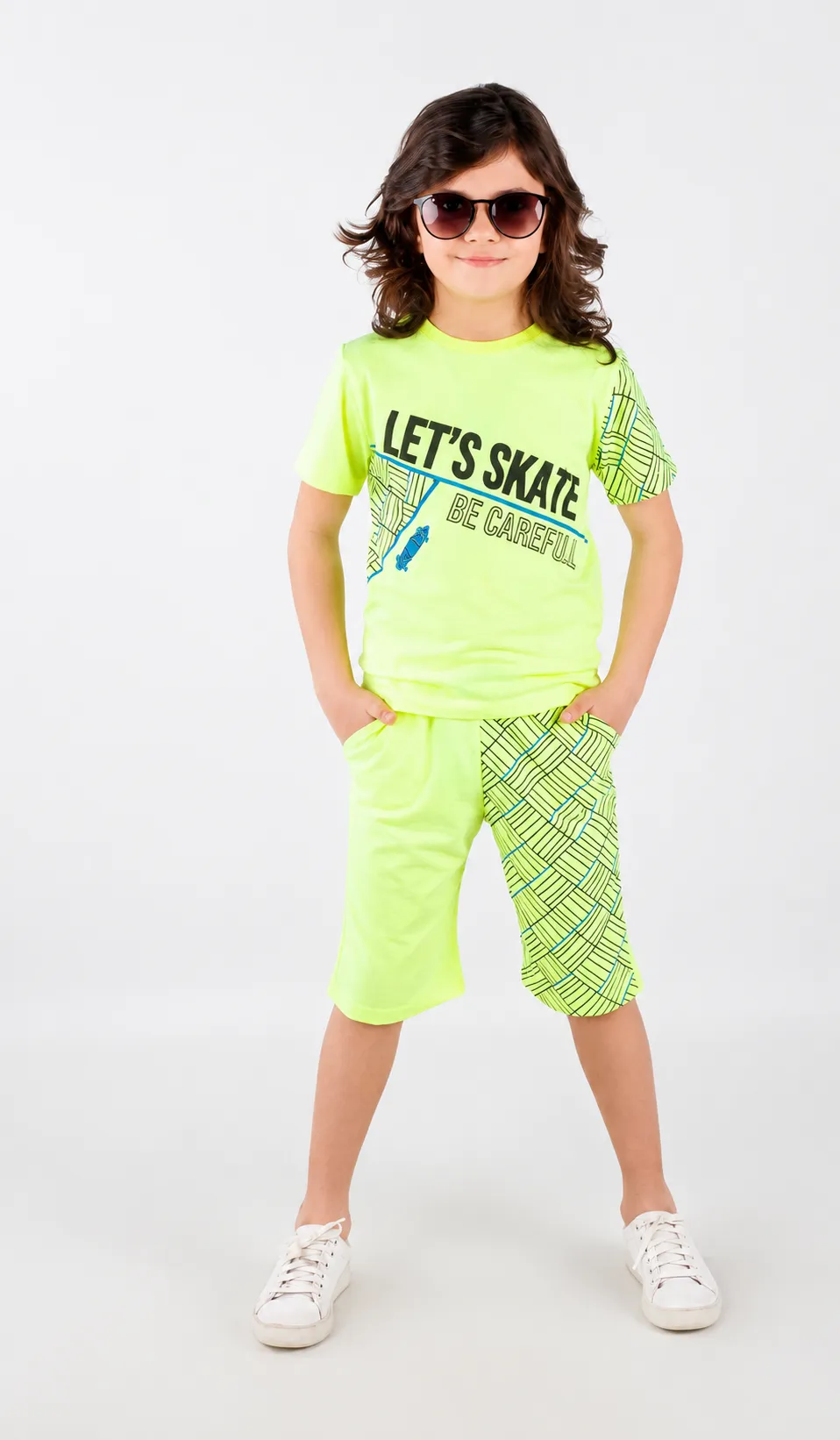 سێتی توفی کیدز – تیشێرت و شۆرتی نەخشدار Skate – سەوزی نیۆن