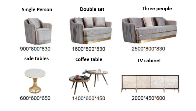 Modern sofa for living room covered in luxury leather (Set)