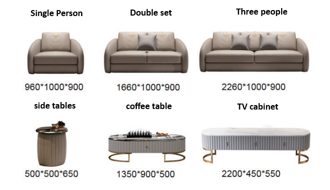 Modern sofa for living room covered in luxury leather ( Set )