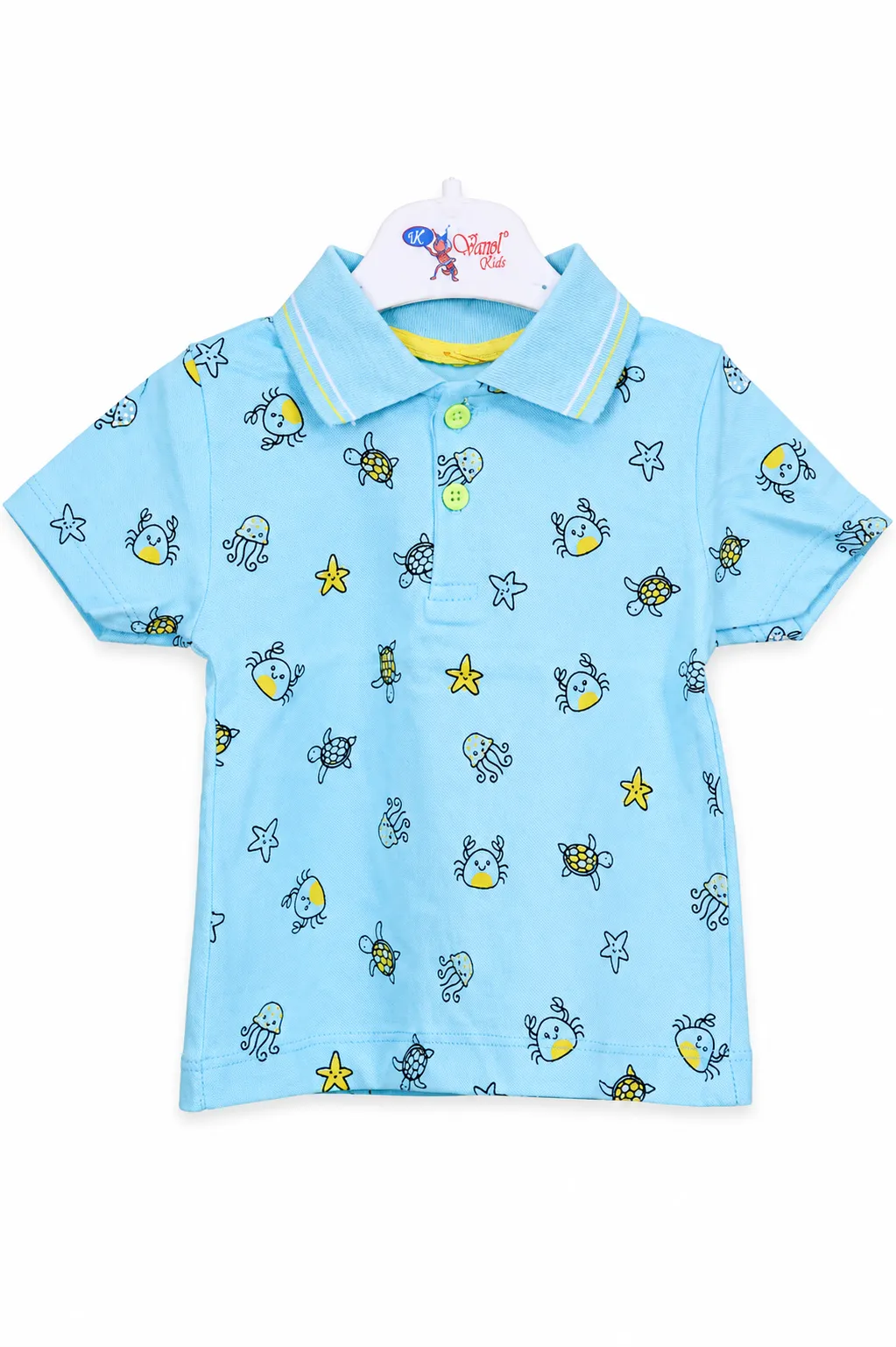 Baby Boy Polo Neck T-Tuffy Kids Boys Polo T-Shirt – Sea Life Print – Short Sleeve – blue